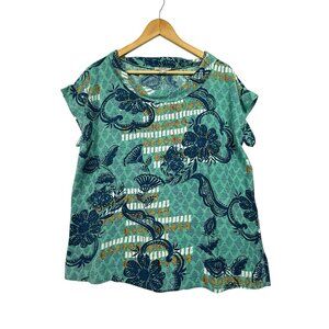Orientique Naturally Australian Short Sleeve Top Floral Abstract Print Size 14